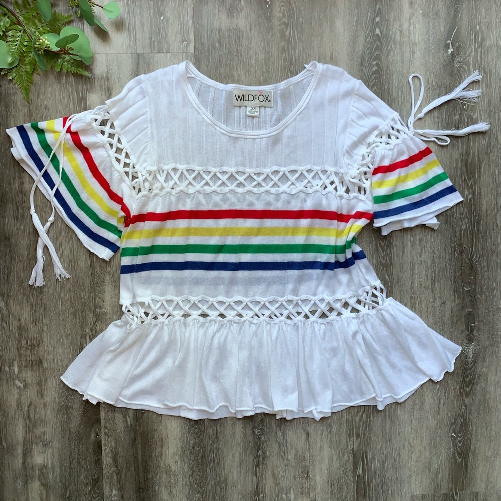 Wildfox Criss-Cross Colorful Short-Sleeve Shirt